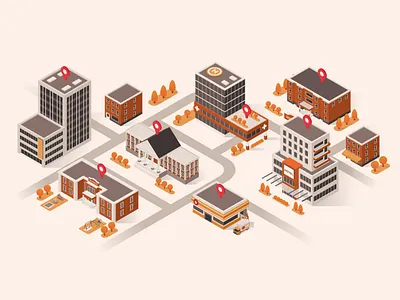 City Isometric Illustration business city design graphic design illustration isometric map vector
