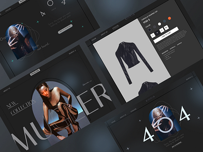 Design/ redesign concept clothing shop Mugler 404 clothing shop concept dark design design concept error 404 mugler product card redesign ui uiux design ux web design