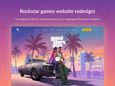 Rockstar Games' website UI redesign! design figma game gaming website gta minimal minimal design redesign rockstar ui user interface