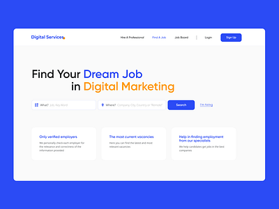 Digital Services | Job Search Platform | UX/UI Design branding career portal career website digital marketing platform employment platform hiring website hr platform job portal job search platform job search website product design search ui ui ui design user experience user interface ux ux design uxui website design