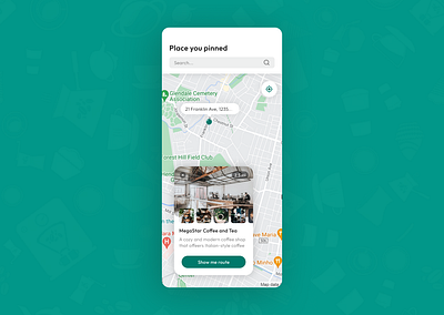 A map view screen with top searchbar and small modal popup app design ui uiux ux