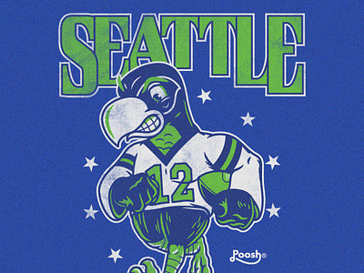Seattle Football branding character design design football graphic design illustration logo mascot design nfl seahawks seattle t shirt design vector