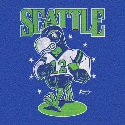 Seattle Football branding character design design football graphic design illustration logo mascot design nfl seahawks seattle t shirt design vector
