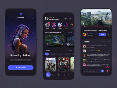 Game Streamer App by BuildWithAngga on Dribbble