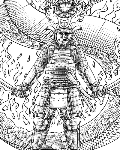 Angry samurai book cover book illustration dark art doodle dragon engrave engraving graphic design illustration japan money engraving mythology samurai storybook tshirt design