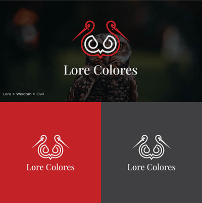 Line art logo for Lore Colores branding dribbblelogo dribbbleowl graphic design logo logoforwool owllogo woollogo