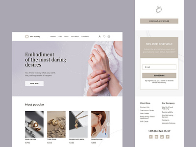 Jewelery brand store website design concept figma landingpage ui ux