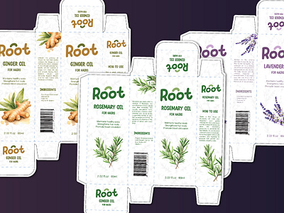 Root Essentials oil Packaging design art of packaging basic packaging brand identity creativepackaging designinspiration ginger graphic design hairoil hairoilpackaging herbal packaging inoovativepackaging lavender packaging packaging design rosemary