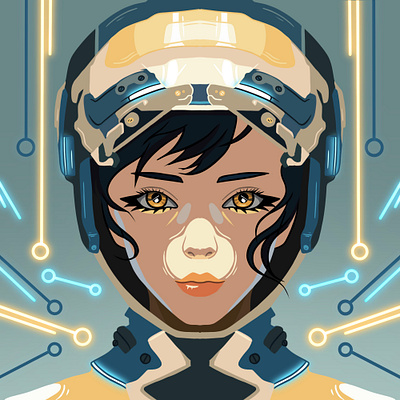 Cybernetic Portrait illustration procreate