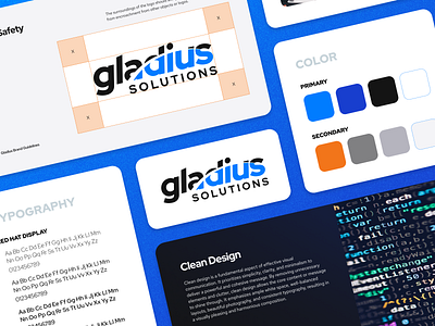 Gladius - Brand Guidelines blue branding clean graphic design logo orange print
