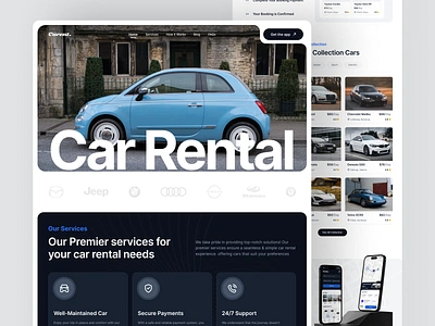 Carent - Car Rental Landing Page booking car car car rent app car rent service car rental clean concept design landing page minimalist platform rent rent a car rental rental company saas transport uiux