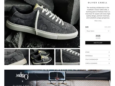 Oliver Cabell x Trashhand - Product Page design ecommerce typography ui ux web