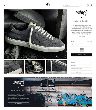 Oliver Cabell x Trashhand - Product Page design ecommerce typography ui ux web