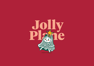 Jolly Plane cartoon character chirstmas christmas tree cute fun green illustration jolly merry merry christmas modern plane red serif simple star typography