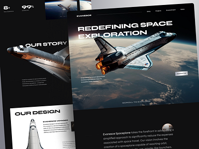 Evanesce - Spaceplane Landing Page Exploration dark landingpagedesign minimalist spaceplanes ui uidesign uidesigner uiux userinterface userinterfacedesign webdesign
