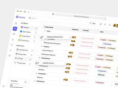 Planify - List View app cansaas clean clear dashboard design interface list list view project saas task task management ui ux view web app web design web product