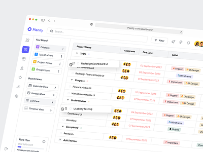 Planify - List View app cansaas clean clear dashboard design interface list list view project saas task task management ui ux view web app web design web product