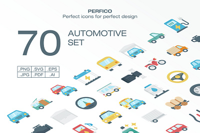 Perfico: Automotive icon set automotive base64 branding bundle car delivery design electric flat graphic design icon icon pack icon set icons logo perfect set solid ui user interface