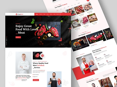 Butcher & Meat Shop Website | supermarket, e-commerce, ui, ux butcher butchershop butchery chicken clean design cleaver ecommerce fish shop graphics design grill landing page meat meat website meatshop mutton shop products steak ui uidesign website design