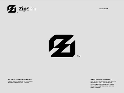 ZipSim - eSim Business branding card clever design designer fast geometric graphic logo sim simcard simple sladoje