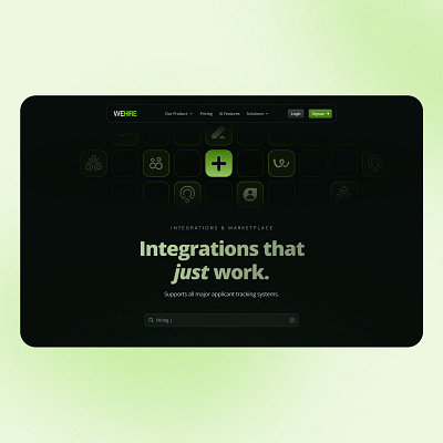 Landing page for Integrations branding integrations landing page plugins page ui web design