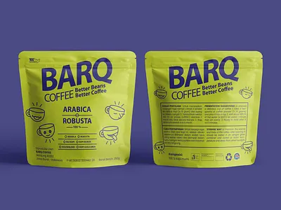 BARQ Coffee animation branding desain kemasan design graphic design illustration logo packaging design packaging mock up stand up pouch vector
