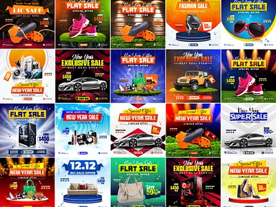 New Year mega sale offers social media post. creative post graphic design mega sale modern post offer sale post post design product design product sale sale offer social media post