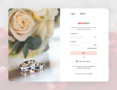 Matrimonial Website Login Screen Design graphic design log in ui uiux web design