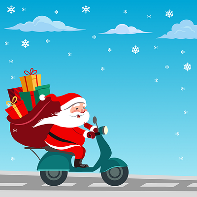 Christmas is here ... Santa on the way.. Merry Christmas illustration ui ui design