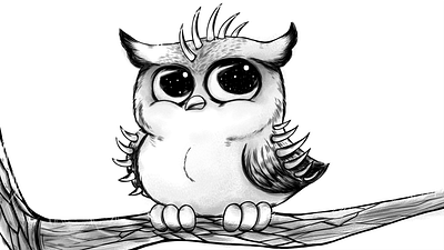 Cute Strange Owl animal bird cute owl drawing illustration lineart owl strange owl