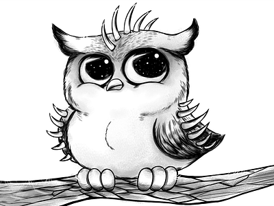 Cute Strange Owl animal bird cute owl drawing illustration lineart owl strange owl