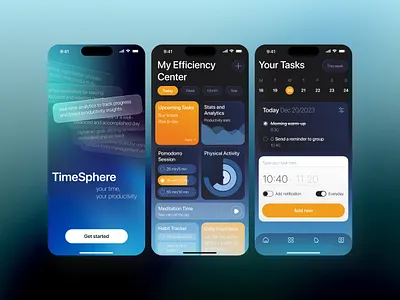 Time Management App app design daily task dark dark app mobile app mobile application optimization planner project management startup task management task overview time to do list ux ui work workflow