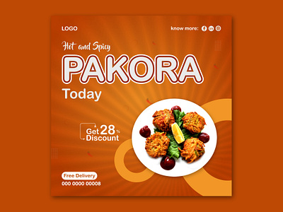 FOD POST DESIGN abstract design food food post design graphic design hot and spicy pakora post design vector