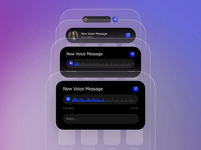 Voice Notification Dynamic Island Style Animation📱 after effects animation app app design dynamic island interaction ios iphone motion graphics product design ui ui animation ui design uiux web animation