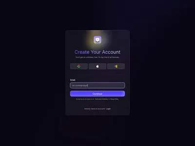 Account Create Screen account ai animation application create dark mode design home login login design onboarding saas sign up ui user ux web website