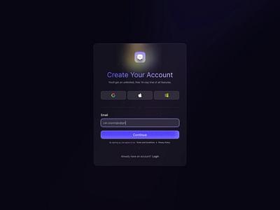 Account Create Screen account ai animation application create dark mode design home login login design onboarding saas sign up ui user ux web website