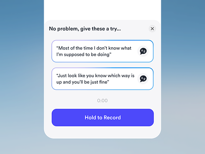 AI prompts ui modal ai app button cards chat gradient hold modal prompt record stroke timer translate ui ux voice x