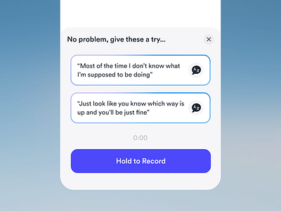 AI prompts ui modal ai app button cards chat gradient hold modal prompt record stroke timer translate ui ux voice x