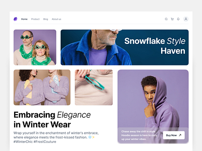 Snowflake - Winter Fashion Store christmas clothes cold comfy ecommerce fashion hoodie jacket marketplace purple snow snowflake store style ui uidesign wear web design website winter