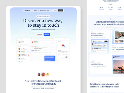 WordSnap - Message Platform Landing Page 💬 call chat chat app chatting clean communication community group inbox landing page message saas saas landing page saas website ui ui design video call web website whatsapp