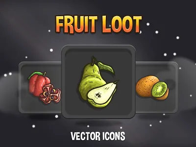 Free Fruit Vector Icon Pack for RPG 2d art asset assets fantasy food fruit game game assets gamedev icon icons illustration indie indie game mmo mmorpg rpg set ui