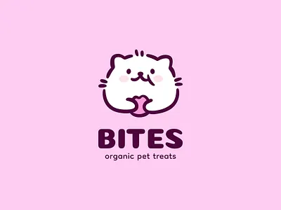 Bites animal branding cat character cute design flat funny hand drawn illustration kawaii kitty logo mascot pet store treats vector