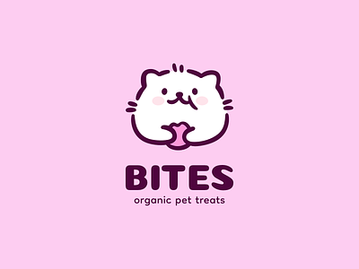 Bites animal branding cat character cute design flat funny hand drawn illustration kawaii kitty logo mascot pet store treats vector