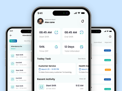 Employee Management Mobile App UI UX Design app ui attendance screen businees calendar app employee employee app employee attendance app employee management employee management app ui end shift mobile app design modern salary screen saudi arabia shipment app start shift top uae employee app ui ui ux designer