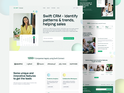 CRM Website Landing page ui design analytics crm data landingpage responsive startup template theme ui uiux webdesign website