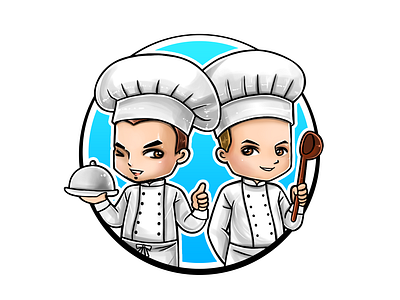 Two Chefs character chef chibi cook cooking digital art illustration