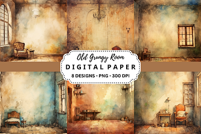 Old Grungy Room Watercolor Background tumbler wrap