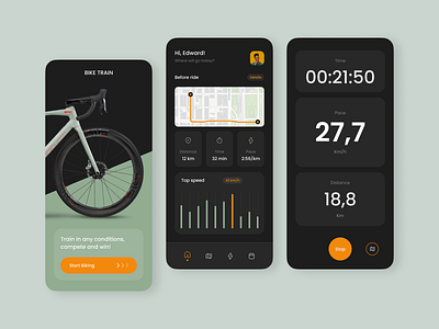 Sports app for bicycle app application bike biking ciclist control cycling design ios lock map mobile smart tracker ui ux
