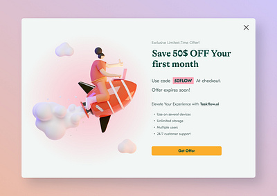 DAY 036 / SPECIAL OFFER 3d illustration 50 50 off daily challenge daily ui offer pop up promotion special offer ui ux