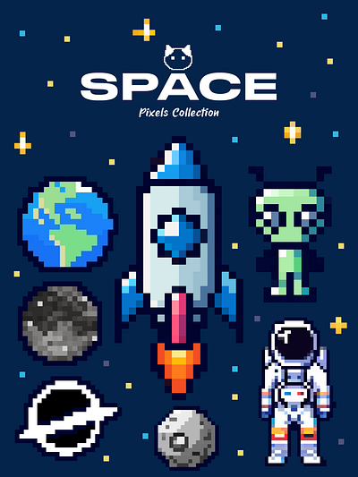 Pixelated Space Collection graphic design